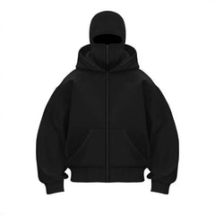 Men's hooded zip-up baseball jacket featuring a sporty design, front zipper, and hood, ideal for casual wear.