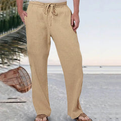 Mens Loose Casual Straight-Leg Linen Sweatpants