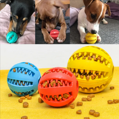 Interactive rubber dog ball slow feeder from My Store, featuring textured surface and durable design for engaging play.