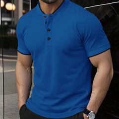 Mens versatile casual short-sleeve top in neutral color, made by My Store, displayed on a hanger.