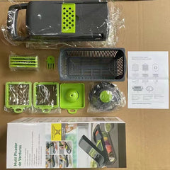Vegetable chopper from My Store with stainless steel blades and a plastic container for efficient kitchen prep.