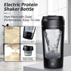 Electric portable whey protein shaker bottle by My Store with a sleek design and mixing lid for on-the-go fitness and nutrition.