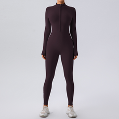 Fleece-lined yoga jumpsuit from My Store, showing a comfortable, fitted one-piece with long sleeves and a hood for cold weather.
