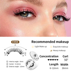 Magnetic false eyelashes set with applicator, featuring black lash strips and magnetic eyeliner for easy, natural-looking eye enhancement.
