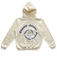 Star printed zip-up hoodie from My Store, featuring a front zipper, hood, and star pattern design on soft fabric.