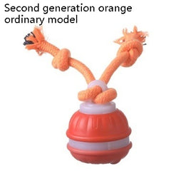 Interactive pet rolling ball toy with USB rechargeable feature, designed for cats and dogs to play and exercise.