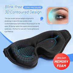 3D natural memory foam sleep mask from My Store showing a soft, contoured design for comfortable sleep and eye pressure relief.