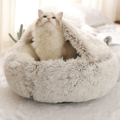 Soft 2-in-1 pet bed from My Store with cozy cushion and removable cover, ideal for small dogs and cats.