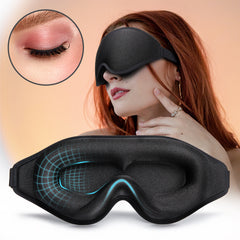 Soft 3D natural memory foam sleep mask providing comfortable eye coverage for restful sleep.