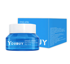 Teeth whitening brightening powder by My Store shown in a clear image with a white container and a spoon for application.