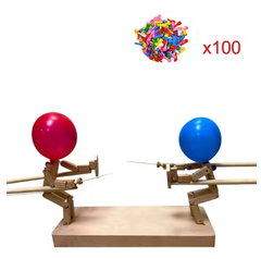 Handmade Balloon Heads Wooden Fighter Puppets with colorful painted faces and detailed wooden craftsmanship.