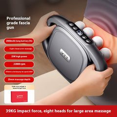Deep tissue muscle massage gun with 8 and 16 interchangeable heads, perfect for targeted muscle relief and recovery.