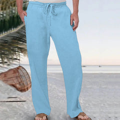 Mens Loose Casual Straight-Leg Linen Sweatpants