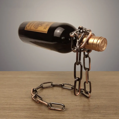 Decorative Magic Iron Chain Wine Bottle Holder by My Store featuring intricate iron chain design for stylish wine display