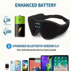 3D Eye Mask Bluetooth headphones with stereo sound and unlimited music, designed for comfortable sleep and relaxation.