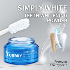 My Store YOUBUY Teeth Whitening Brightening Powder in a jar with a scoop, showing the powder and packaging.