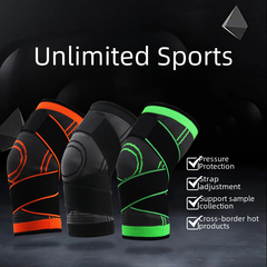 Men's black compression knee brace for sports and fitness, designed for support and stability during physical activity.